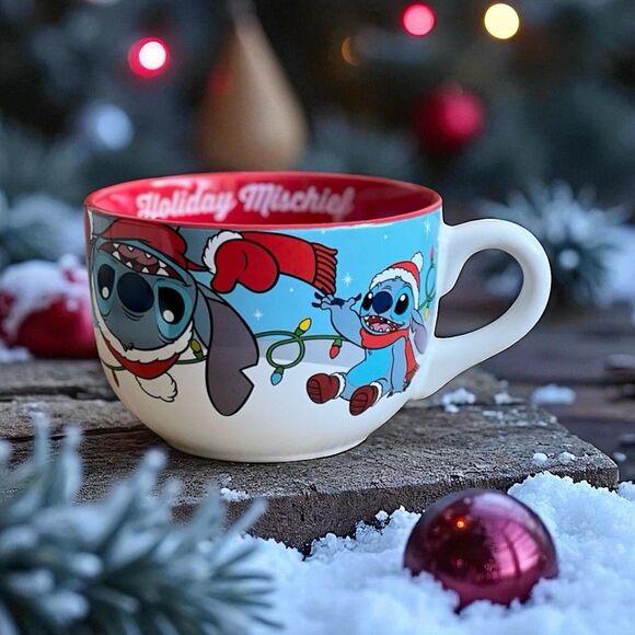 Disney Lilo & Stitch Christmas "Holiday Mischief" Soup Mug/Bowl 29 oz. - Picture 1 of 9